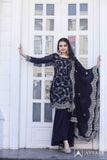 Mystical Navy Blue Palazzo Suits