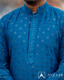 Blue Color Kurta For Men With Pajama