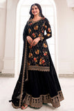 Black Embroidered Palazzo Suit