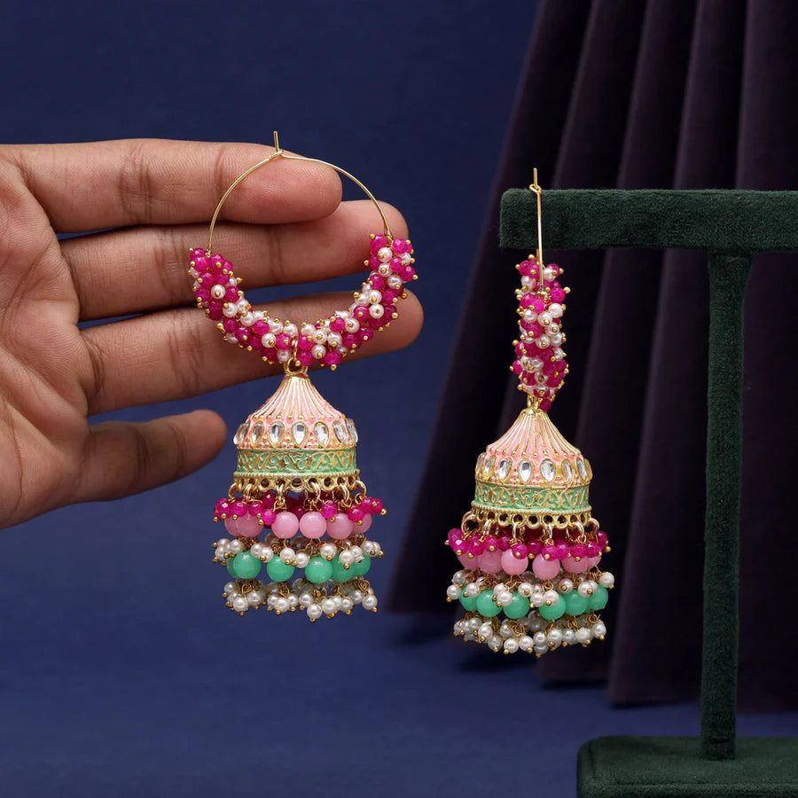 Vivid Vortex Pink Color  Earrings
