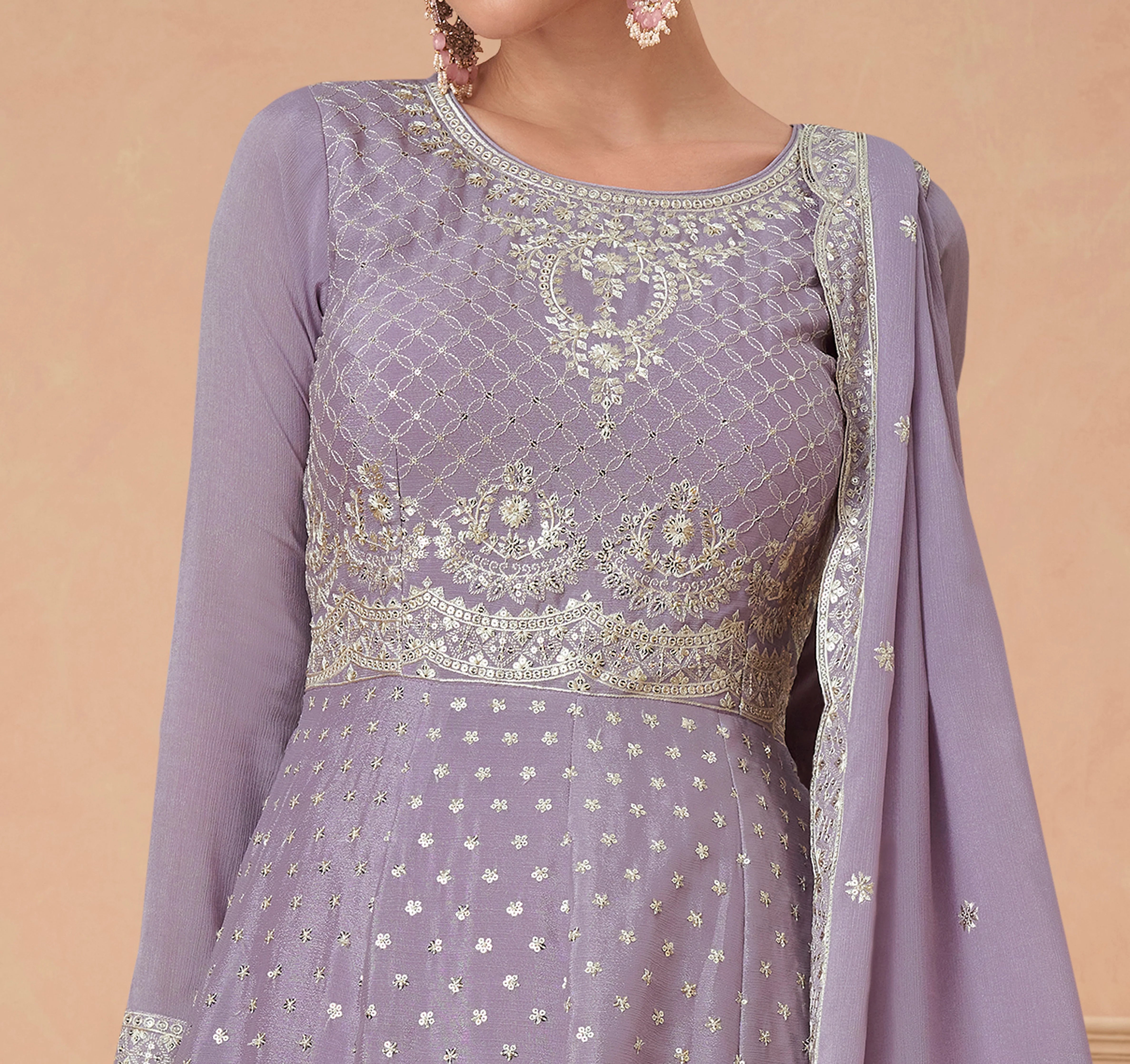 Lavender EmbroidereD Palazzo Suit