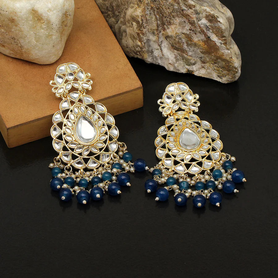 Beautiful Blue Color Kundan Earrings