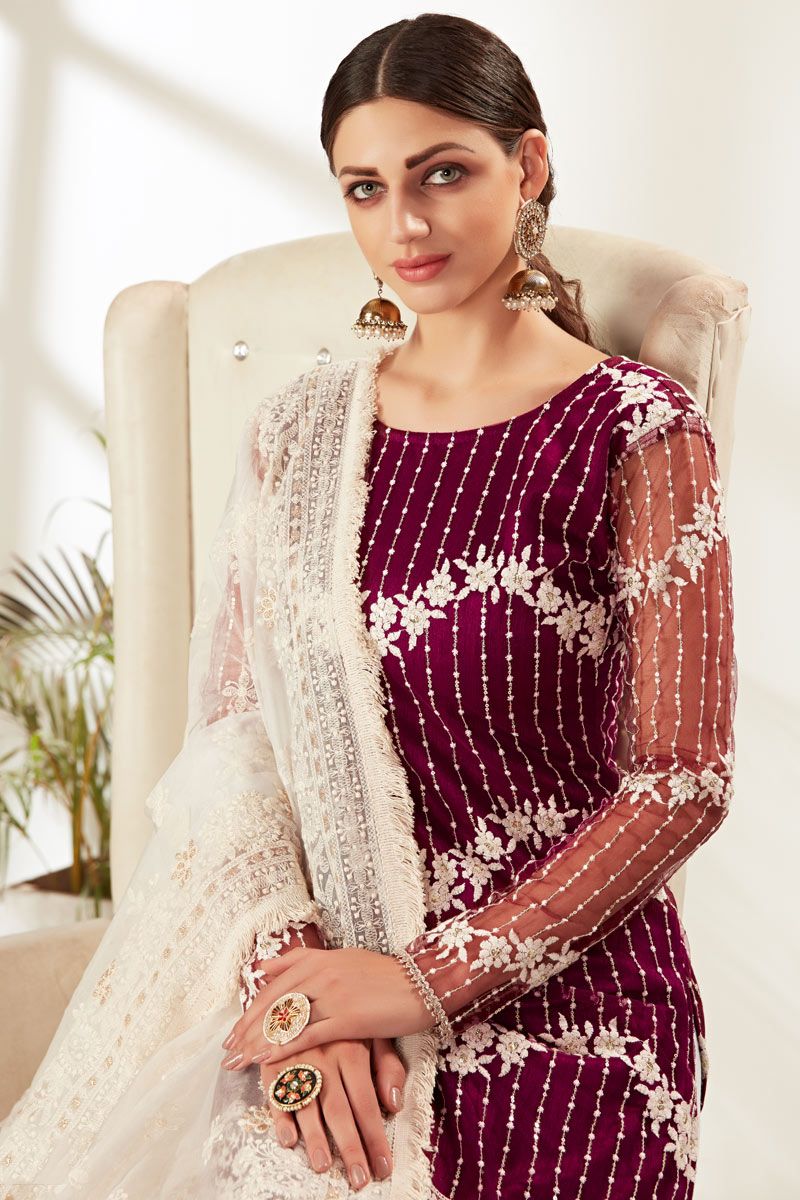 Purple Color Fancy Embroidered Salwar kameez design
