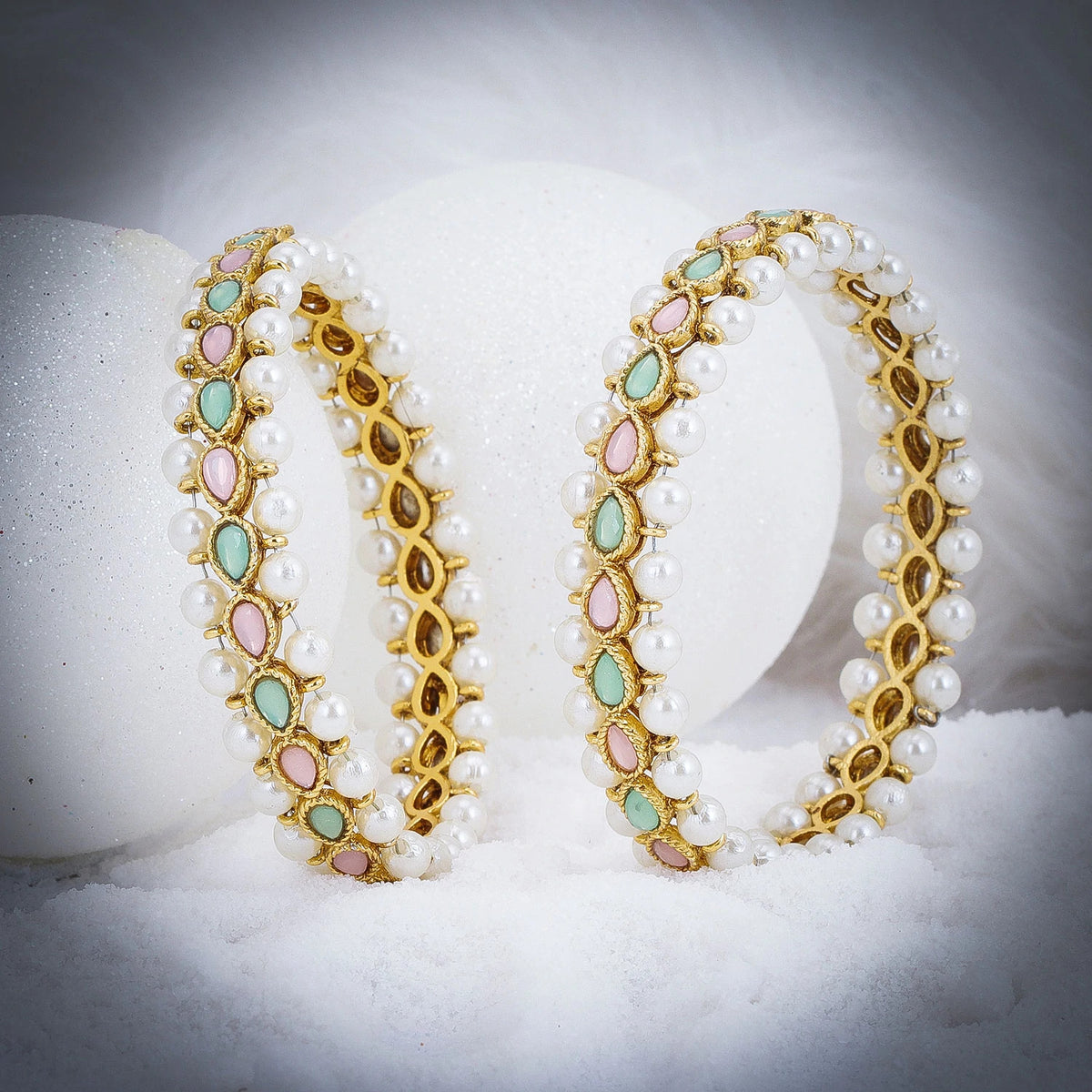 Incrediable Gold Plated Pearl Bangles