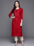 Red Ivory Impressions Kurti (Top Only)