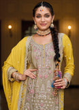 Heavy Chinnon Embroidered Grey Salwar Suit