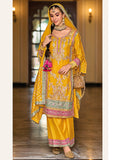Heavy Chinnon Embroidered Yellow Salwar Suit