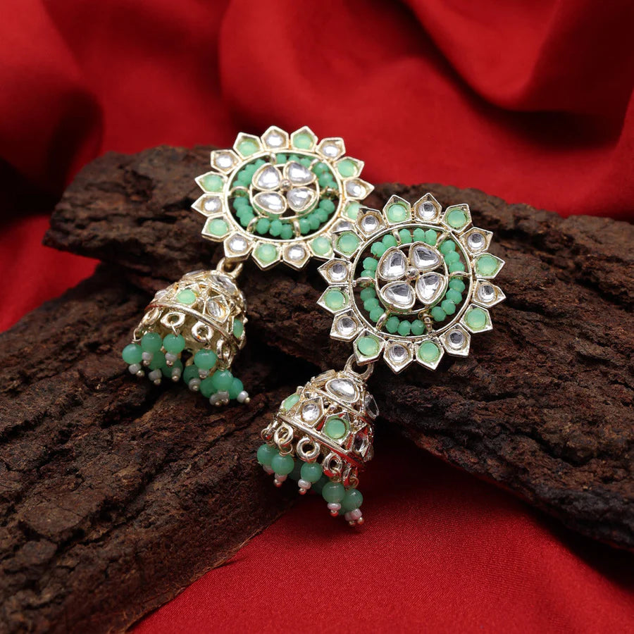 Whispering Green Kundan Earrings
