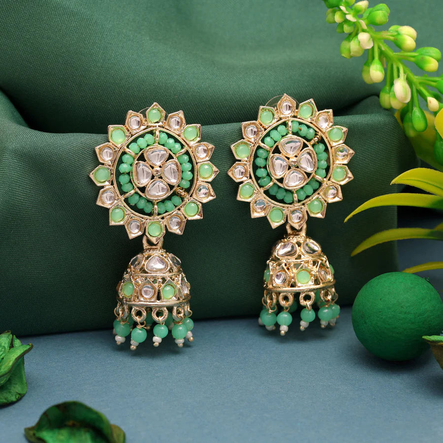 Whispering Green Kundan Earrings