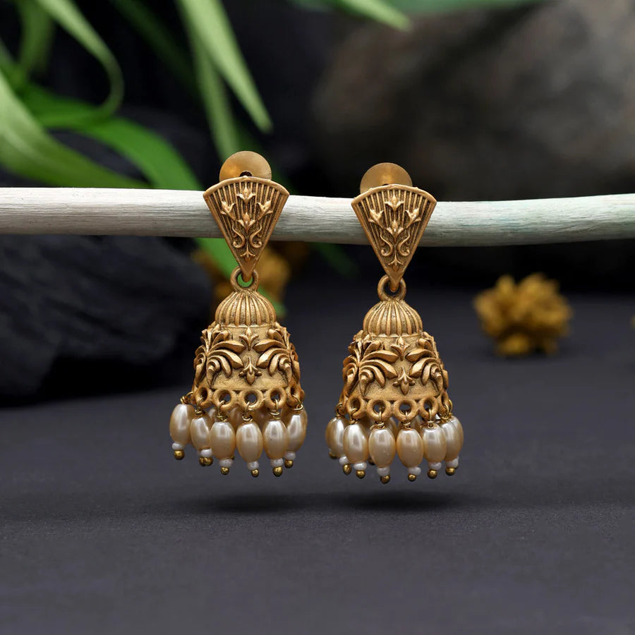 Mystical Gold Color Matte Gold Earrings