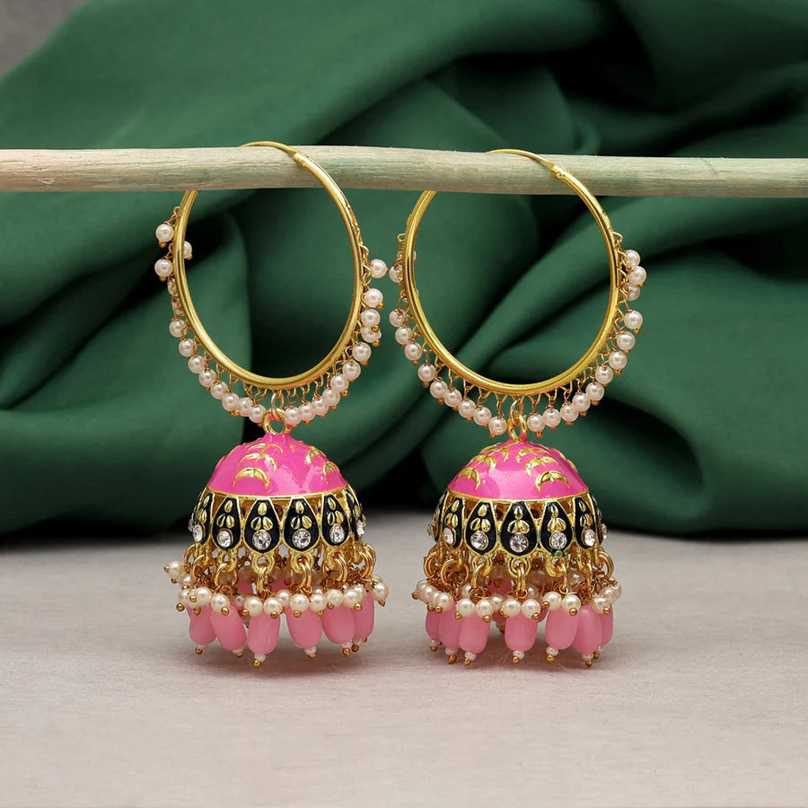 Radiant Pink Meenakari Earrings