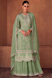 Light Green Embroidered Palazzo Suit