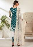 Net Fabric Fancy Embroidered Salwar Suit In Blue Color