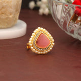 Pink Color Kundan Ring For Women