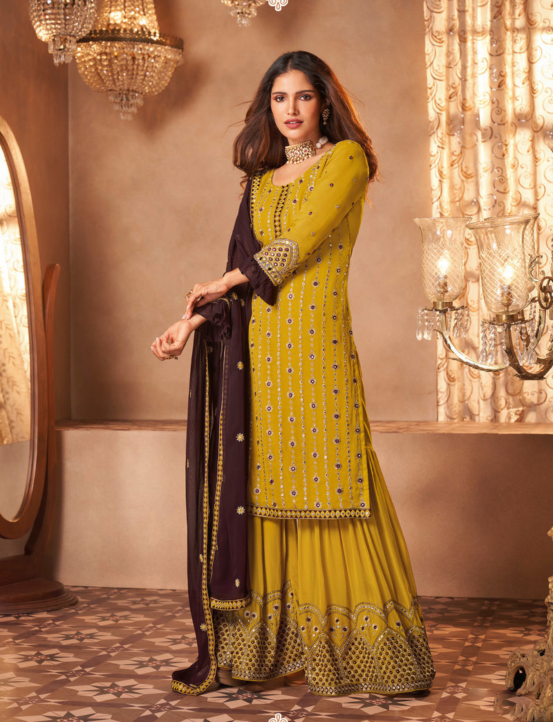 Georgette  Embroidery Sharara Suit