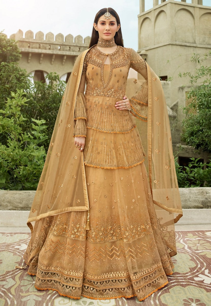 Wedding Wear Designer Anarkali Suit Golden
