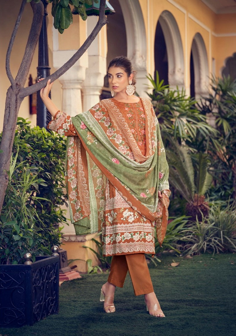 Brown Elegant Cotton Salwar Suit