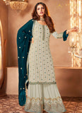 New Georgette Embroidery Sharara Suit