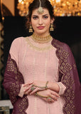 Pink Georgette Fabric Embroidered Designer Palazzo Suit