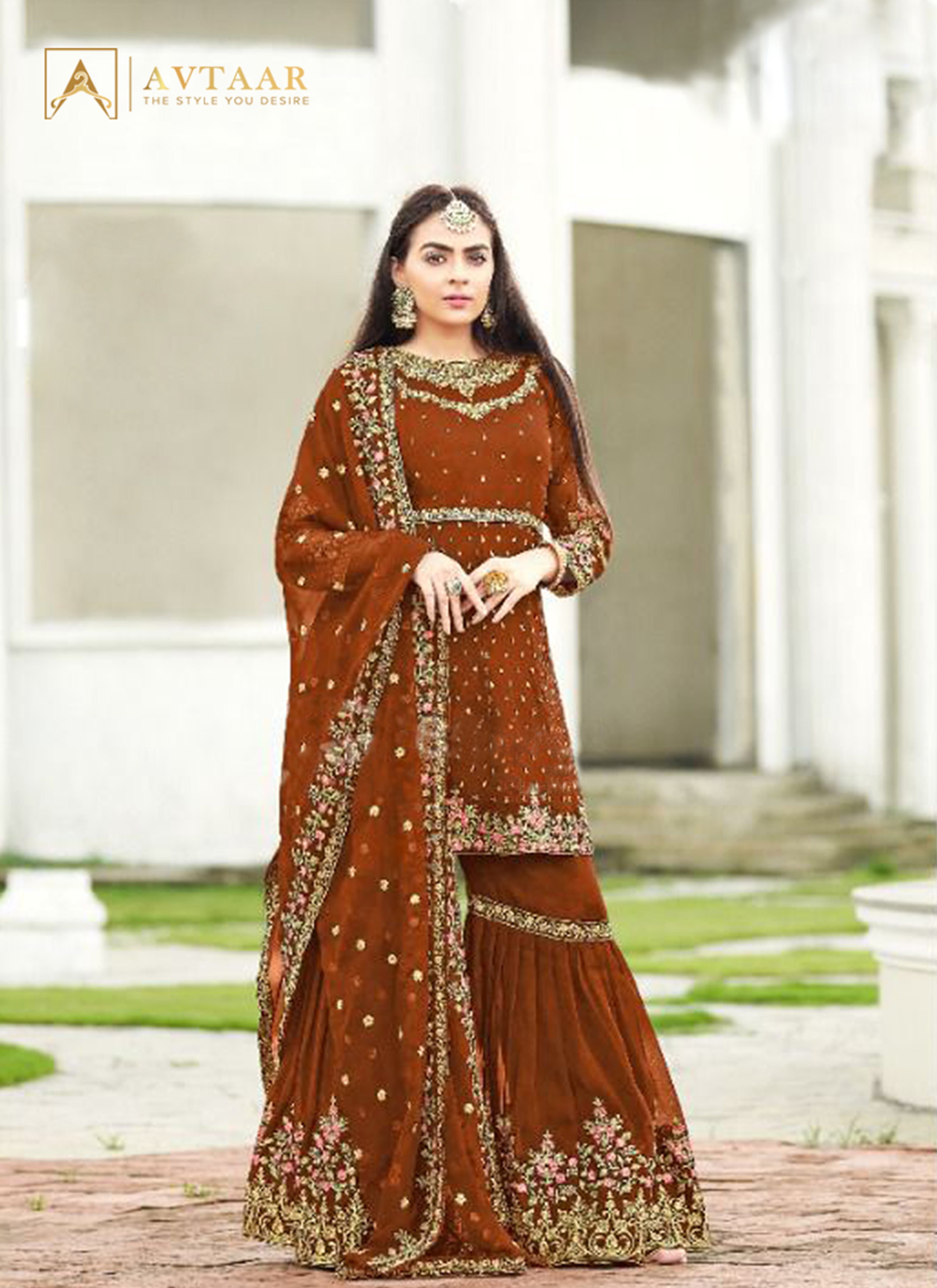 Beautiful Designer Embroidery Sharara Suit