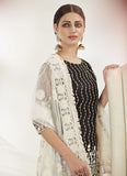 Net Fabric Fancy Embroidered Salwar Kameez Designs Black Color