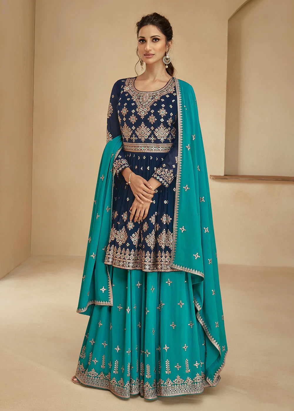 Heavy Embroidered Skirt Palazzo Suits