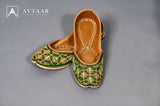 Embroidered Work Green Handcrafted Jutti