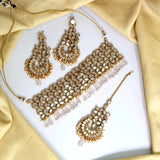 White Kundan Mirror Choker Necklace Set