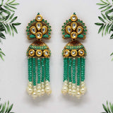 Rama Green Kundan Antique Earrings