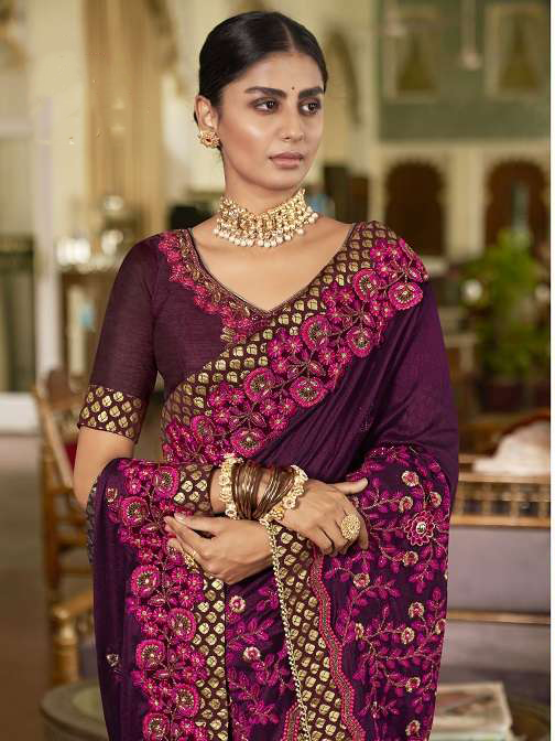 Designer Wedding Wear Heavy Embroidery Saree