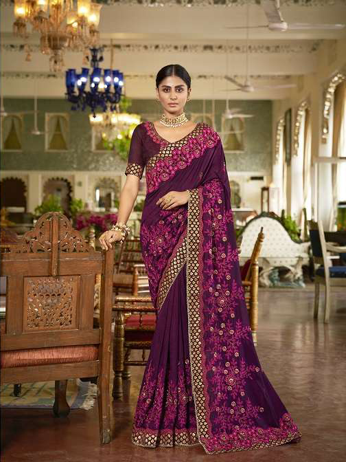 Designer Wedding Wear Heavy Embroidery Saree